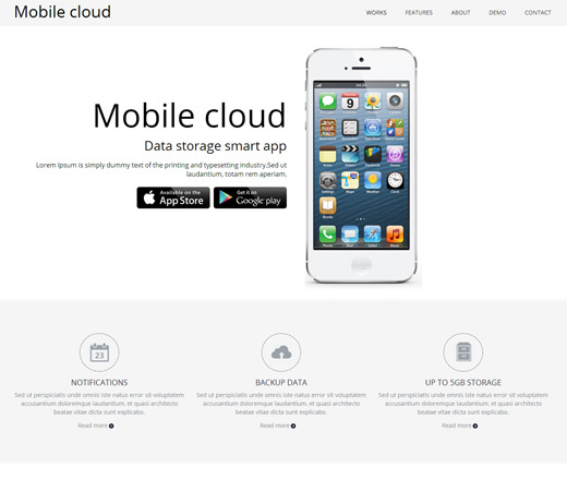Mobile Cloud App Responsive Template